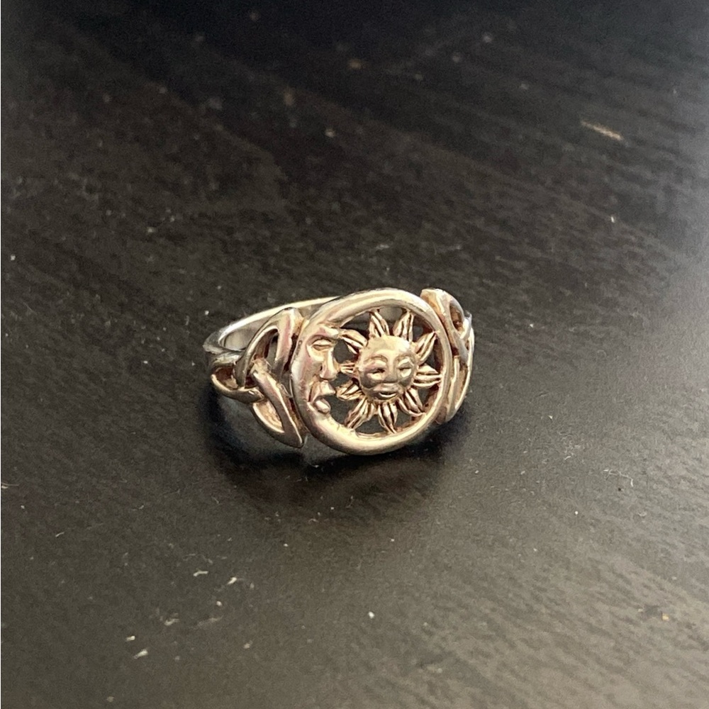 Sterling Silver Sun Face Ring - Silver Women's Jewelry